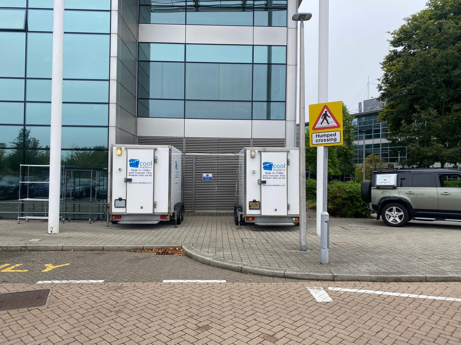 trailers near building
